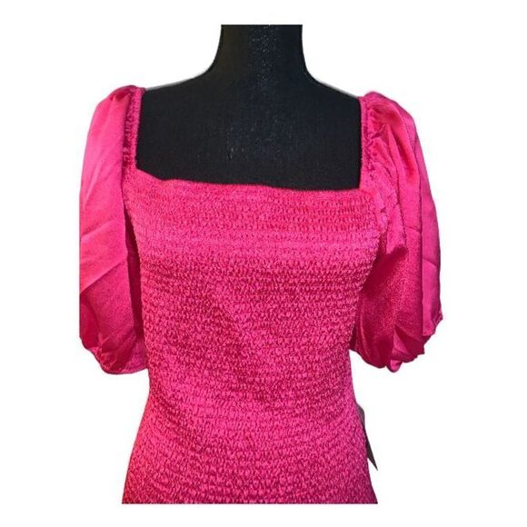 NSR Iris Hammered Satin Smocked Mini Dress - Picture 4 of 9